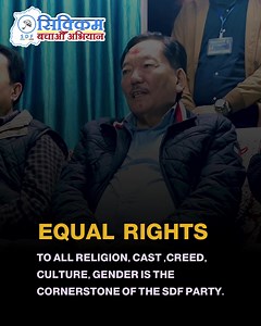 13K views · 546 reactions | SDF is a true Democratic Party. We always believed in equality, whether it was in religion, cast, cultural beliefs or economic opportunities. We even encouraged women empowerment by giving them special reservation in the political sphere of Sikkim. That same vision remain with us today. Ours is to unite our Sikkimese diversity into one statehood and grow and prosper together. | Sikkim Democratic Front (SDF) | Facebook