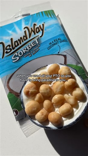 Island Way Sorbet on Instagram: "can’t go on vacation, so we upgraded dessert instead ✨ Heavenly Coconut Island Way sorbet + Mauna Loa sea salt macadamia nuts to be exact 🌰🍨🥥"