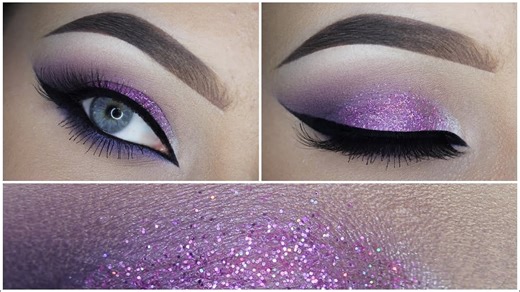 Easy purple eyeshadow makeup tutorial + glitter