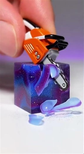 Tiny STIHL Chainsaw vs Galaxy Resin! #Chainsaw #Shorts