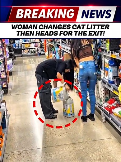 Woman Changes Cat Litter Then Heads For The Exit — Walmart Footage