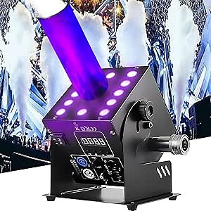 LED CO2 Jet Machine, LCD Display Stage Fog Machine, DMX Control Digital Co2 Cannon with Adjustable Angle & 12 Pieces of 3W RGB LEDs, for DJ Party Nightclub Stage Concert Event Show, 26-32 ft High