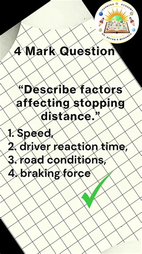 Stopping Distance - GCSE Physics Explained in 60 Seconds | Full Exam Series #gcsephysics #examprep
