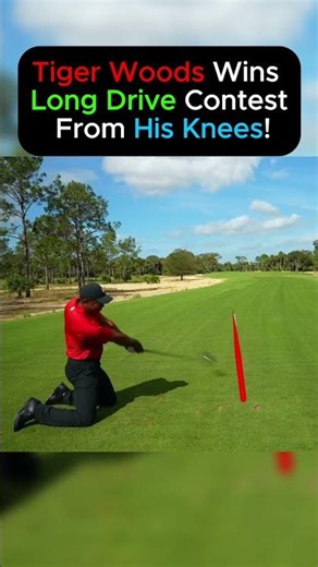 Tiger Woods Wins Long Drive Contest From His Knees!