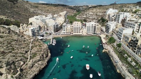 Gozo: Drone flight over historic island in the Mediterranean Sea