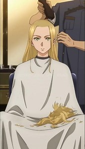 #ai Anime Military Headshave - blonde female recruit shaved bald at bootcamp