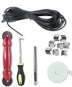 FLYZZZ Screen Repair Kit with 50ft Screen Spline Window Screen Replacement Kit 13Pcs Screen Roller Tool Kit Screen Repair Tool for Replacing & Installing Door and Window Screens Mesh