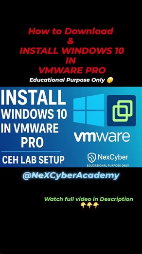 Install Windows 10 in VMware | CEH Lab Setup #shorts #windows #nexcyber #vmware #ethicalhacking