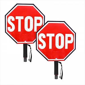 12" LED Flashing STOP-STOP Handheld Paddle Sign-trafficsafetywarehouse.com