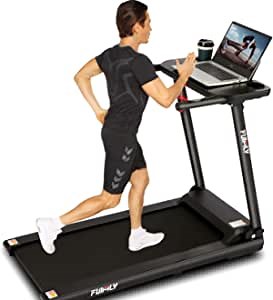FUNMILY Treadmill for Home, Electric Folding Treadmills with Music Speaker and Large Desk, Portable Indoor Walking Jogging Fixed Incline Running Treadmill Machine for Home Gym Office Workout