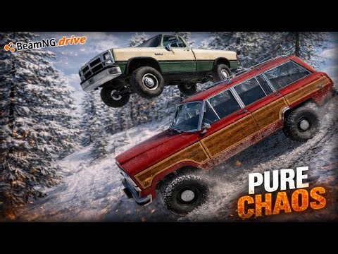 STOCK DODGE RAM VS DANGEROUS ICY ROAD!! - BEAMNG.DRIVE MP