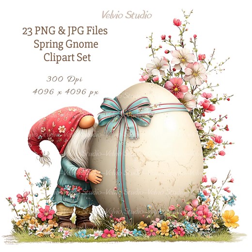 Easter Gnome Clipart Set: Spring Illustrations, 23 PNG & JPG Files (digital Printable) - Etsy