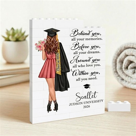 Custom Graduation Building Block, Grad Gifts for Her, Personalized Graduation Puzzle Gift, Class of 2026, College Graduation Keepsake - Etsy