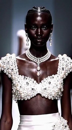 ✨ Black Model in Pearls 👑 | The Essence of Elegance & Power #BlackBeauty #LuxuryStyle
