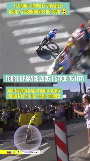 Florian Lipowitz crashes and abandons the Tour😥 #TDF2026 #Stage16(ITT)