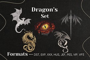 Set of 5 Dragon Machine Embroidery Designs, Fantasy Dragon Embroidery Patterns, Unique Embroidery for Mythical Lovers, Kids Room Embroidery - Etsy