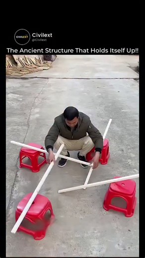 civilext | No nails. No glue. No center column. So how does this even stand? This ancient engineering method is called reciprocal framing. Each wooden... | Instagram