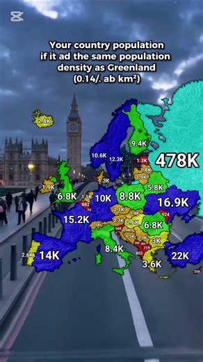 Your country population if it had the same population density as Greenland