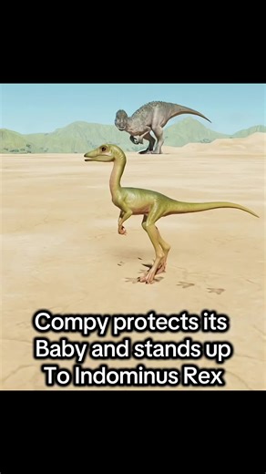 Compy protects its baby and stands up to Indominus Rex | Jurassic World Evolution 3 #dinosaurs #jurassicPark #tiktokgaming #jurassicworldevolution3 #indominusrex