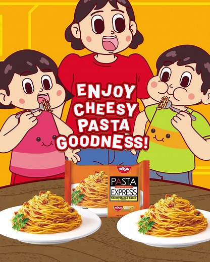 Enjoy cheesy pasta goodness in 4 minutes! Buy the all new #NissinPastaExpress Cheesy Ham & Bacon flavor! ASC REF CODE: N0096N041824N | Nissin Instant Noodles Philippines