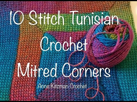 Mitered Corners in 10 Stitch Tunisian Crochet
