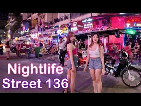 Cambodia Nightlife 2024 - Phnom Penh Street 136 & More | 4K Walk