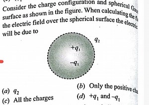 Consider the charge configuration and spherical Gaussian surfac... | Filo