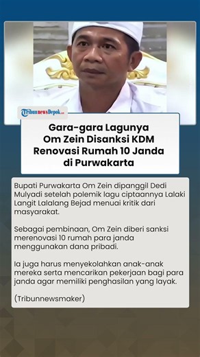 Om Zein Disanksi KDM Renovasi Rumah 10 Janda di Purwakarta