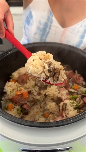 Rice cooker chicken sausage meal easy one pot dinner