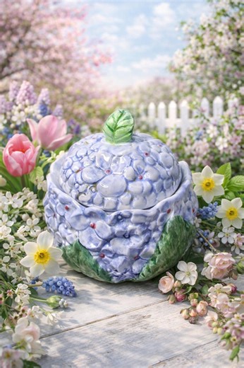 Vintage Fitz and Floyd Blue Hydrangea Ceramic Sugar Bowl, Shabby Chic Kitchen Decor - Etsy