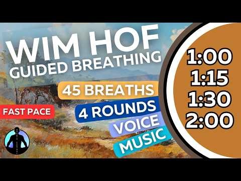 WIM HOF Guided Breathing | 45 Breaths 4 Rounds Fast Pace | Up to 2:00min