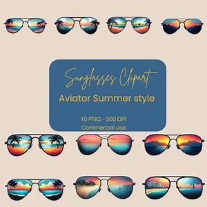Summer Sunglasses PNG | Sunglasses Clipart | Aviator Sunglasses | Reflective Sunglasses | Beach Sunglasses | Holiday Vibe PNG | Pool Clipart - Etsy