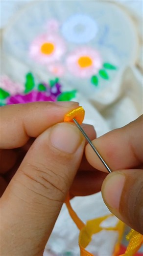 Ribbon needle preparation #ribbon #embroidery #handbroidery