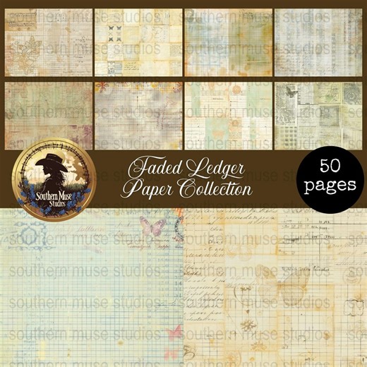 Faded Grungy Ledger Paper Digital, Printable Junk Journal, Ephemera, Scrapbook, Vintage Paper, 50 PDF Instant Download, Collage Sheet, Digi - Etsy Canada