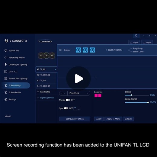 LIAN LI on Instagram: "The UNI FAN TL LCD supports screen recording!! Check this out! #LIANLI #LConnect #PC"