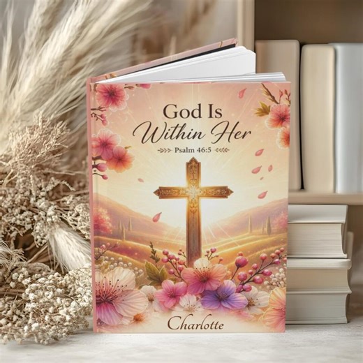Christian Journal Personalized, Faith Notebook Gift for Women, God is Within Her Psalm 46:5, Prayer Journal, Religious Gift, Custom Journal - Etsy