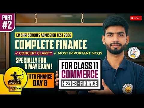 Complete Finance Important MCQs | Part 2 |Class 11 | CM SHRI SCHOOL 2026 | 9 May Exam Target | Day 8