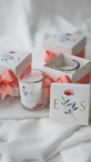 Wedding Candle Favor, Personalized Elegant Custom Name Candle, Engagement Gifts, Wedding Gift Box