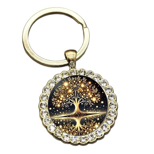 Tree of Life pattern alloy round keychain anniversary gift jewelry accessory