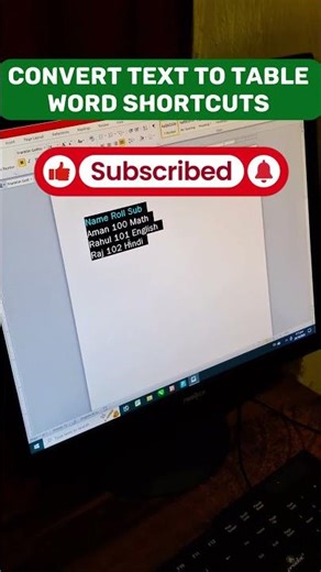Convert Text to Table in Word | Word shortcuts | Word Tricks #computer#words#shorts #shortvideo #skt