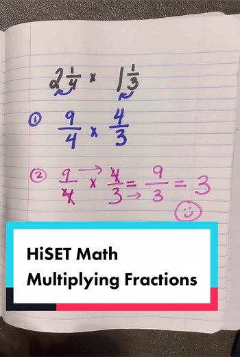 Multiplying Fractions and Mixed Numbers for HiSET Math