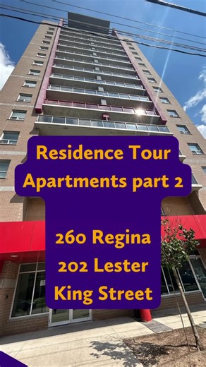 Laurier Residence on Instagram: "Welcome back to our residence tour series! This video includes a tour of some of our apartment style residence buildings: 260 Regina, 202 Lester, King Street Residence! Residence room assignments will be sent out in late July/ early August. Questions? Send us a DM or reach out to housing on your respective campus!"