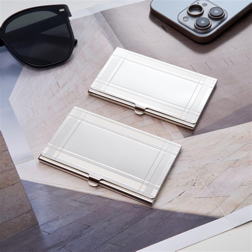 Personalized Silver Business Card Case – Executive Gift, Bulk Options - Etsy