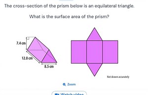 The cross-section of the prism below is an equilateral triangle... | Filo