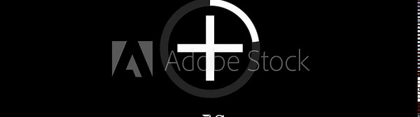 Modern medical design of a white plus sign inside a dark circle with a progress bar element