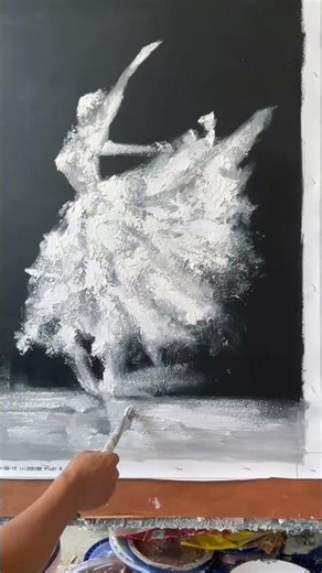 Abstract Ballerina Hand-Painted Textured Canvas Wall Art #abstractart #DanceInArt #handpainting