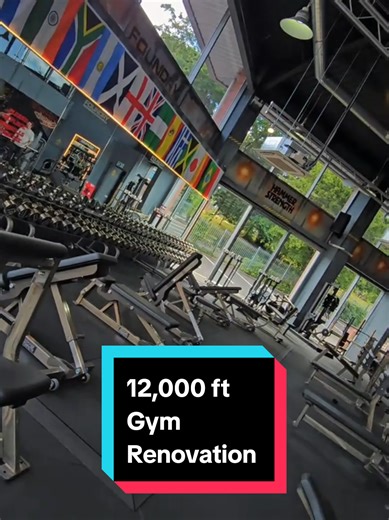 Foundry Gym | Sheffield 🏭🔥 🎨 Grey walls & blacked-out ceilings 🖤 Black SBR rubber flooring throughout 🛷 12m x 1.5m sledge track 🪞 34 × safety-backed 6mm mirrors 🧱 Bathroom panelling & tiling 🛠 Custom steel railings, chequer plate wall protection, industrial reception counter & secure 24/7 entrance system. 📍 Sheffield 🛠 EP Gym Installation #FoundryGym #GymFitOut #EPGymInstallation #IndustrialGym #GymBuild 💪🏽