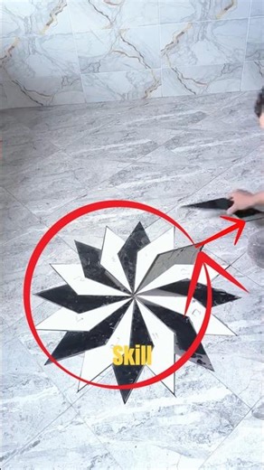 Creative Floor Star Pattern – Concrete Trowel Finishing with Tile Mold Tool.