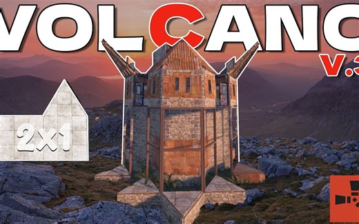 Rust: "火山”1-3人便宜可防守bunker基地建筑教学