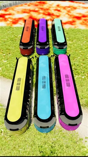 Fire Truck and bus vs Giant Lava Pit - BeamNG.drive #beamn #shorts #beamngdrive #automobile #usa